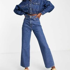 Levi High Waisted Straight Jeans with Raw Hem. EUC